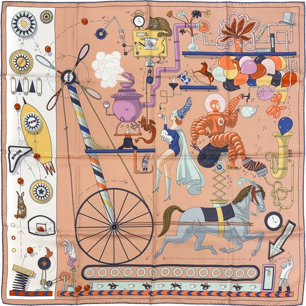 Hermès “Tea For Two” Silk Scarf 90cm | Jonathan Burton | New w/ Box Rare - Picture 2 of 12